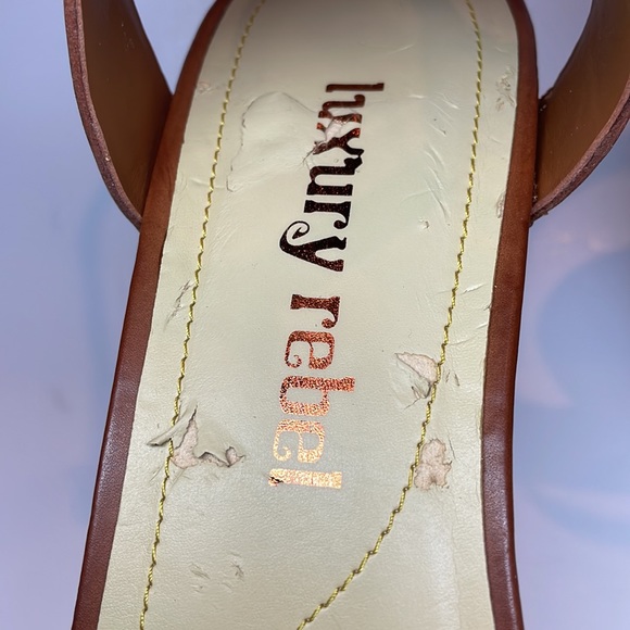 Women Platform Faux wood heels open toe with buckle size 38.5 Macy’s brand - Picture 7 of 10